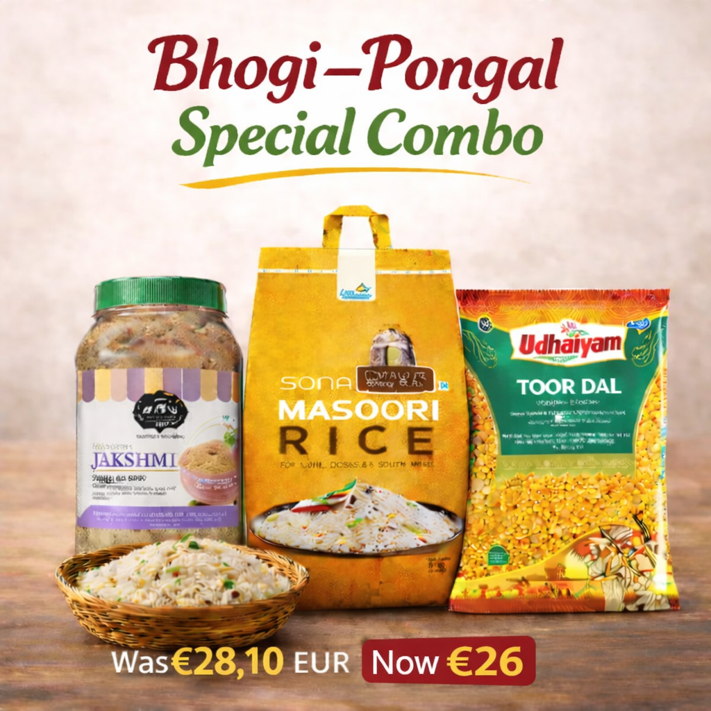 TKH Bhogi–Pongal Special Combo – India Gate Sona Masoori Rice 10kg + Toor Dal 2kg + Jaggery Powder 500g