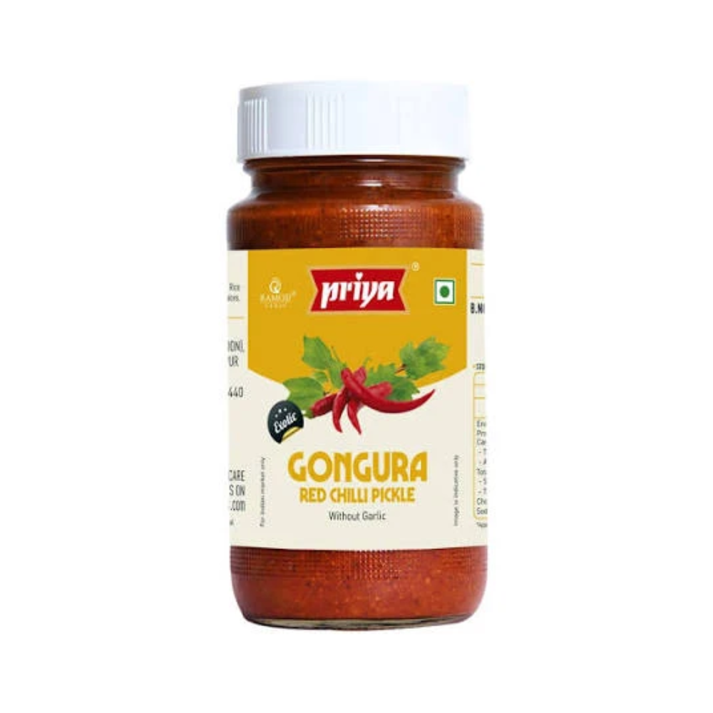Priya Gongura Red Chilli Pickle (Without Garlic) (300g)